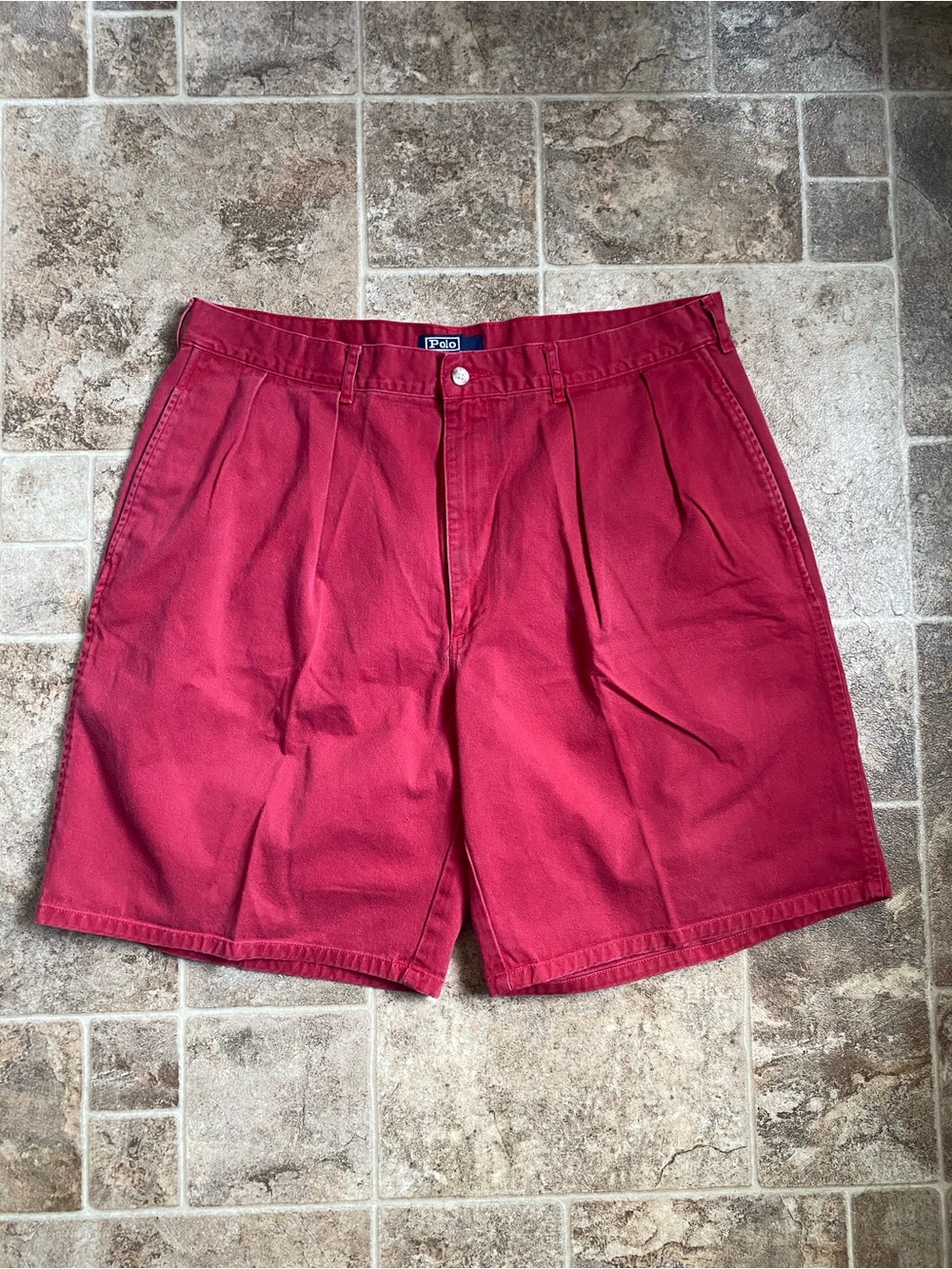 Vintage Polo Ralph Lauren Pleated Chino Shorts Faded Red Men’s 38 Mexico Preppy